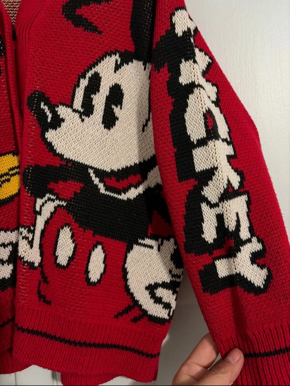 H&M Kids Red Mickey Mouse Cardigan Sweater Size 5-6T